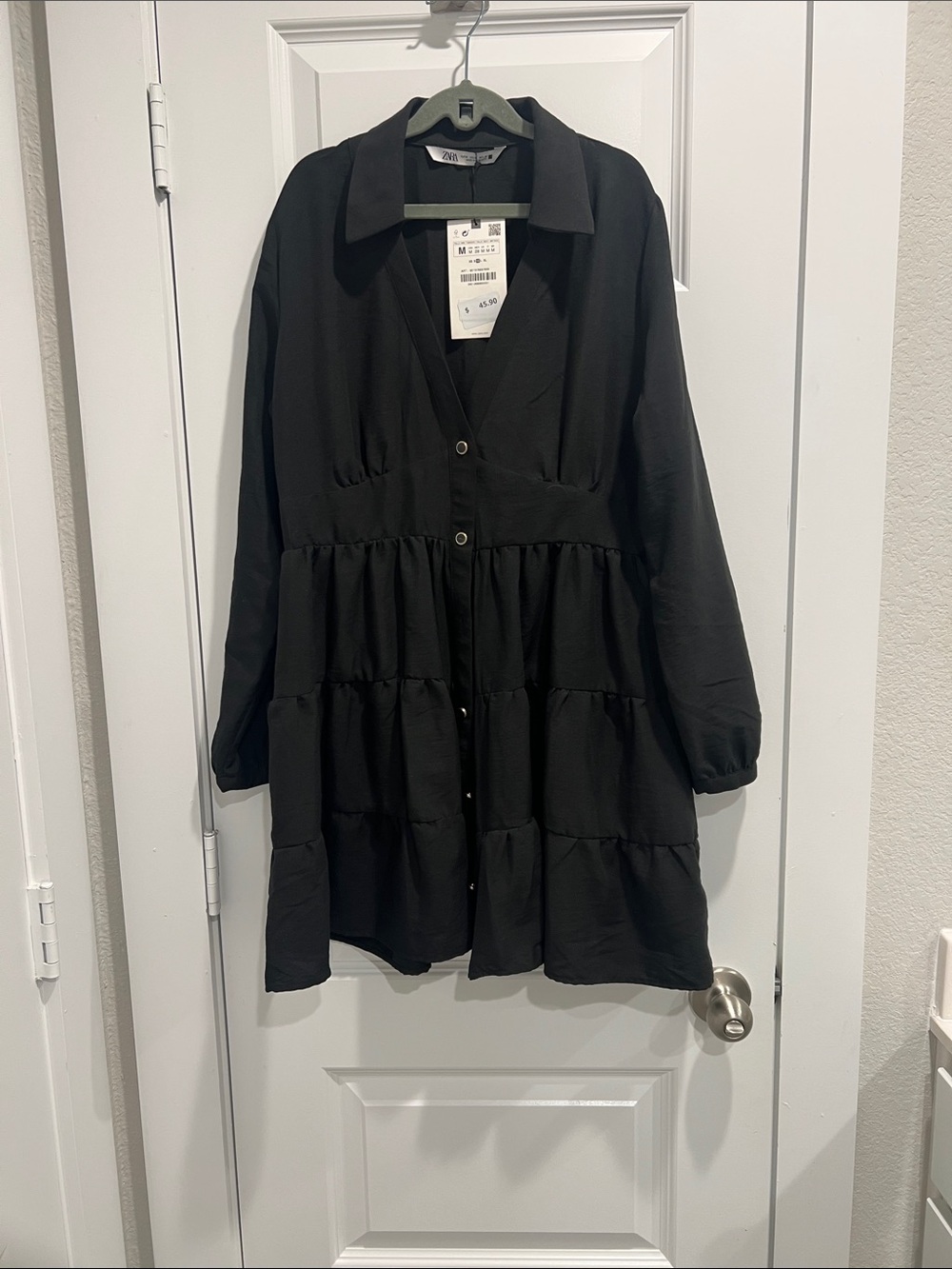 Zara Black Tiered Trench Coat